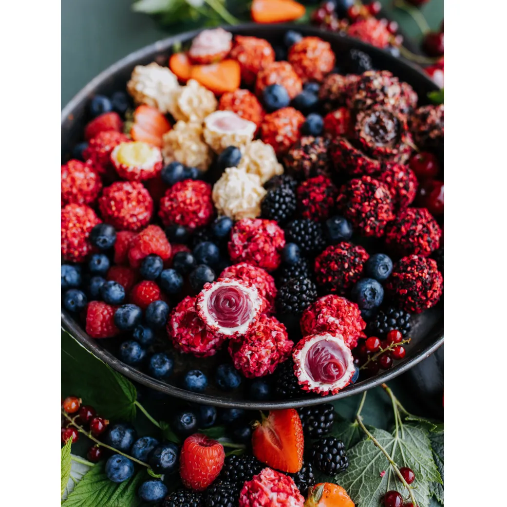 Chocolate truffles with berries