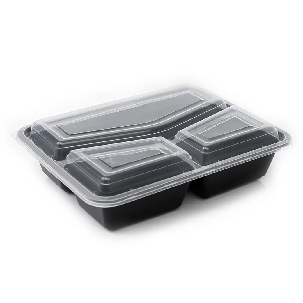 Manufacturing Expertise RE 342 930ml 3 compartment PP Plastic food Takeaway Food Container for Restaurants and Cloud Kitchens