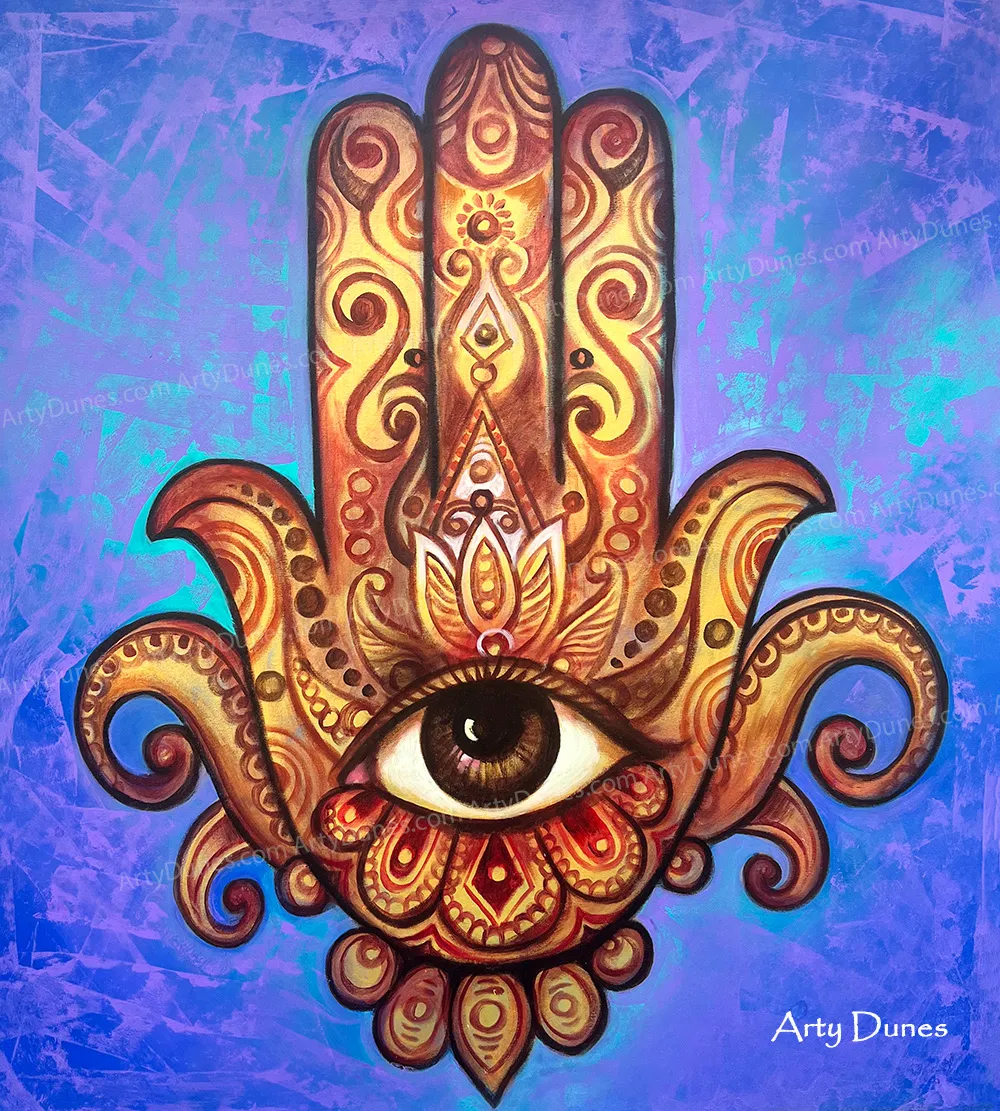 Divine Hand Of Fatima: Hamsa Hand | Hand Of God For Good Luck. Artist: Ms Puja Sarin