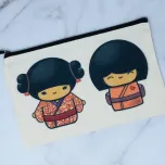 Pink Kokeshi Doll Cosmetic Bag