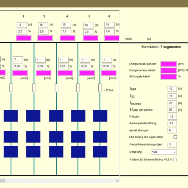 Kabel++ Kabelberekening van tot 36 strengen van PV panelen