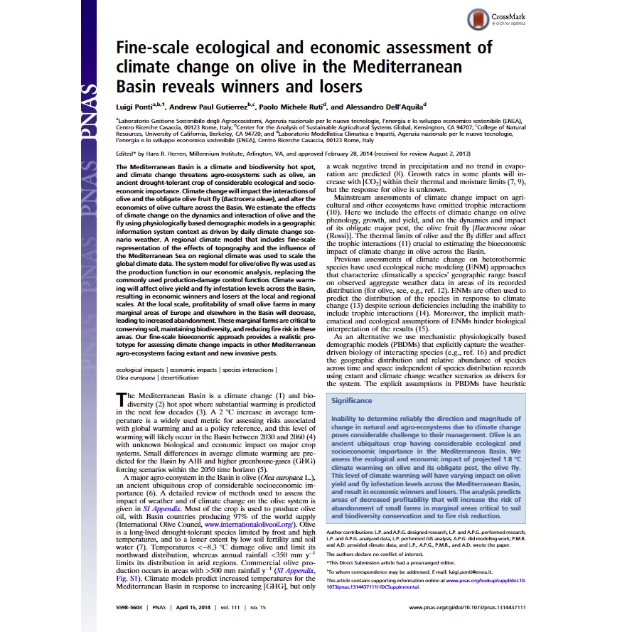 Paper - Application of CASAS PBDM models to the olive system