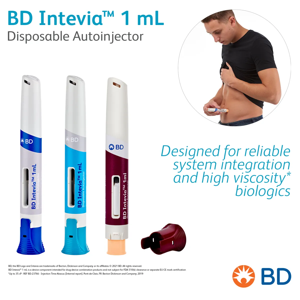 BD Intevia(TM) 1 mL Disposable Autoinjector - Designed for reliable system integration and high viscosity biologics