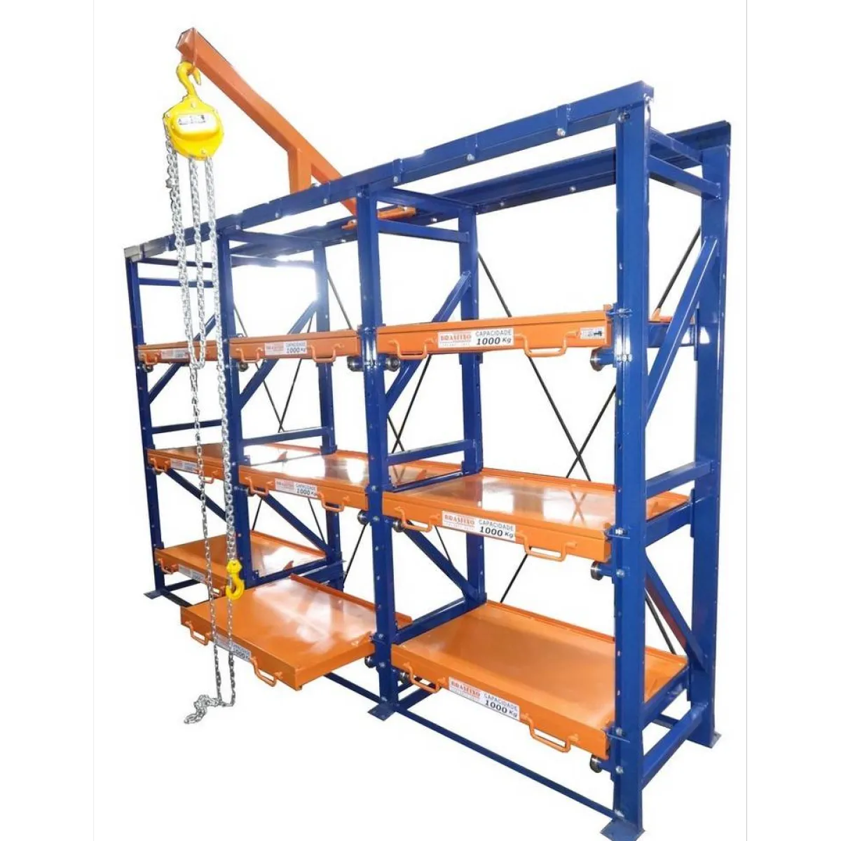 Prateleira Rack Para Molde Ref. Chinprate 1000kg 3mod 9gav com talha
