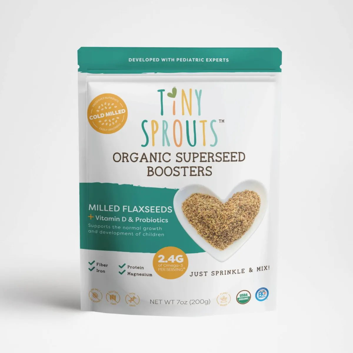 Tiny Sprouts Organic Milled Flaxseeds + Vitamin D & Probiotics