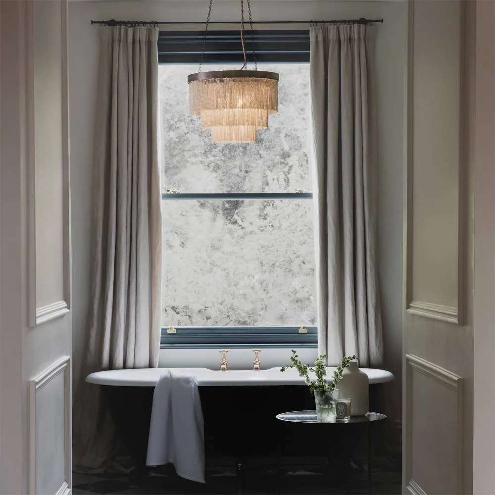 IP44 Silver Chain Shallow Chandelier