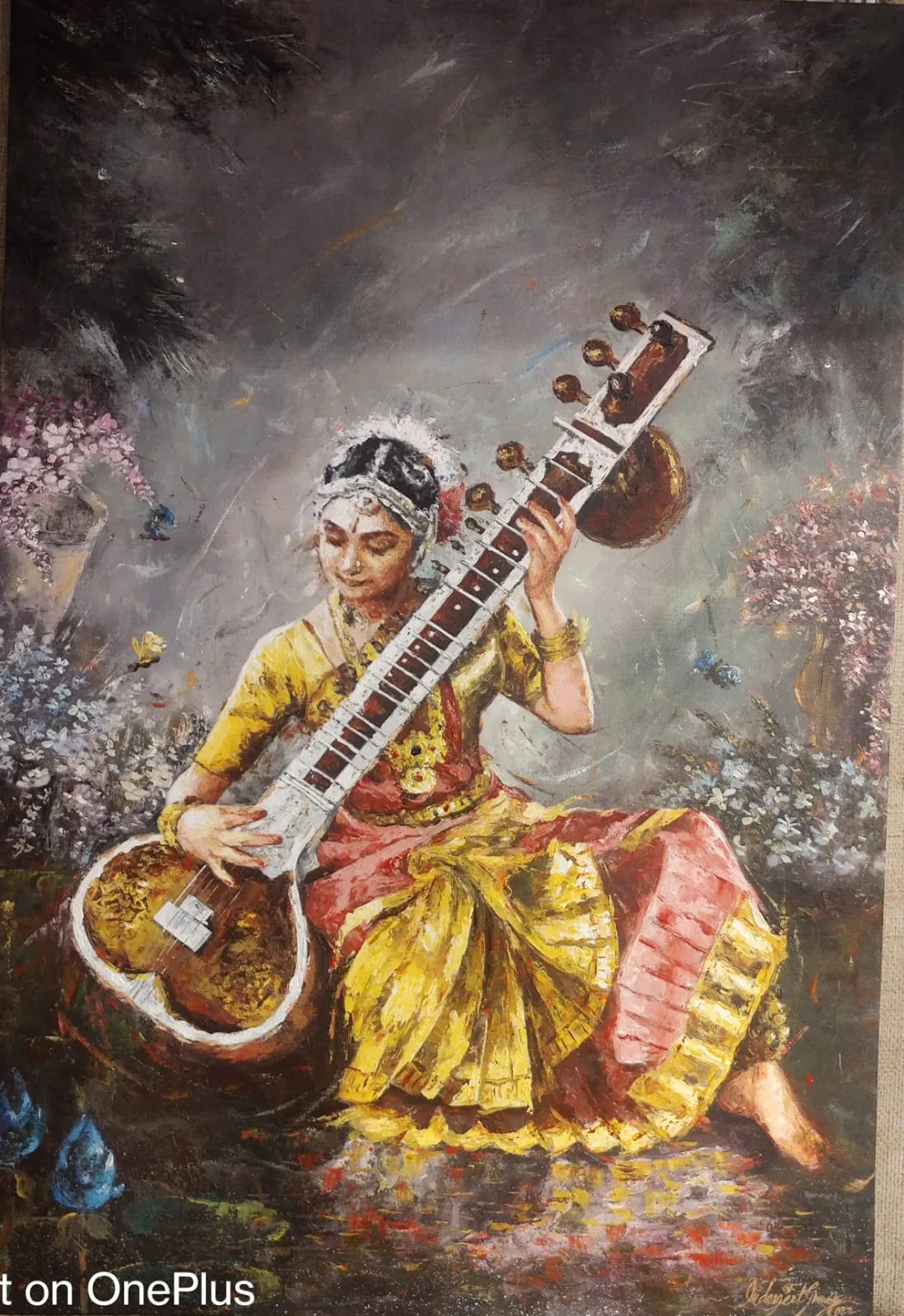 Dancer with sitar INDERJEET GROVER EMINENT ART GALLERY