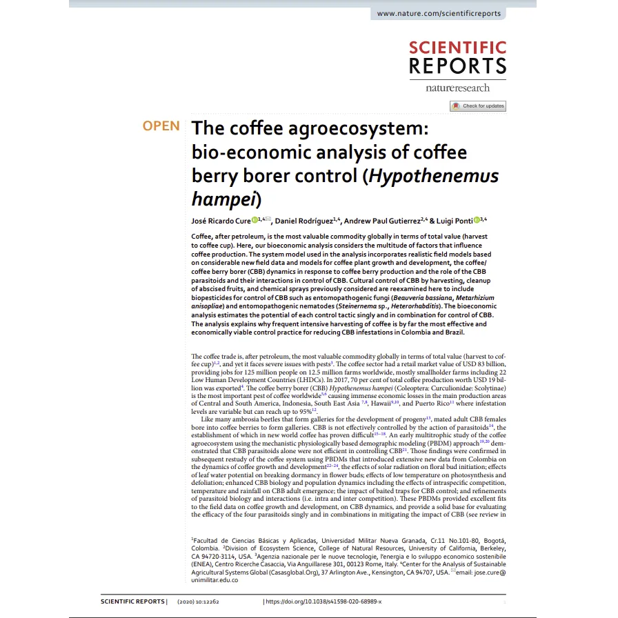 Paper - Application of CASAS PBDM models to the coffee system