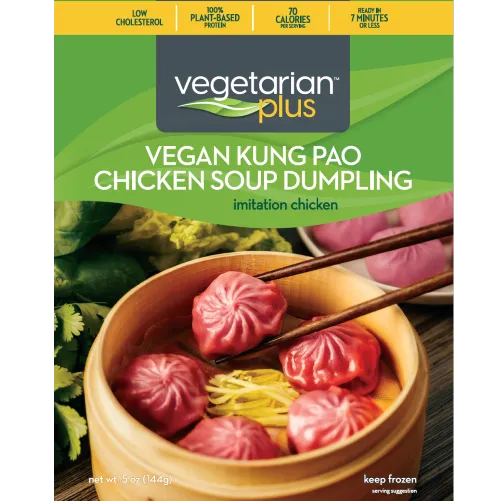 Vegan Kung Pao Chicken Soup Dumplings