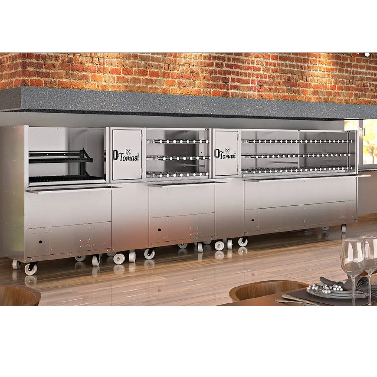 Churrasqueiras Rotativas Profissionais a carvão - Linha Jumbo Modular