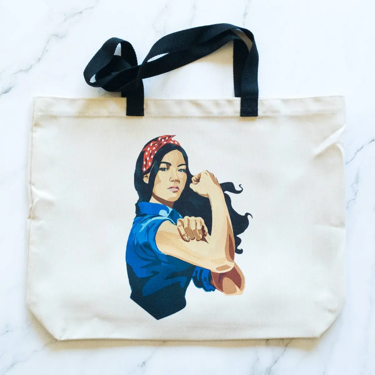 Strong Asian Woman Tote Bag - Large