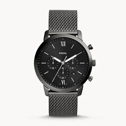Neutra chronograph watch in anthracite Milanese stainless steel mesh