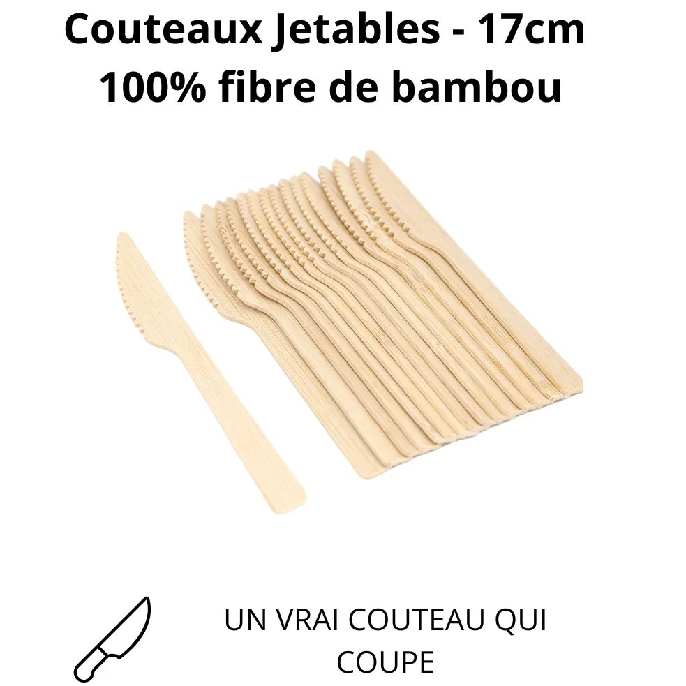 Couteaux Jetables - 17cm 100% Fibre de bambou