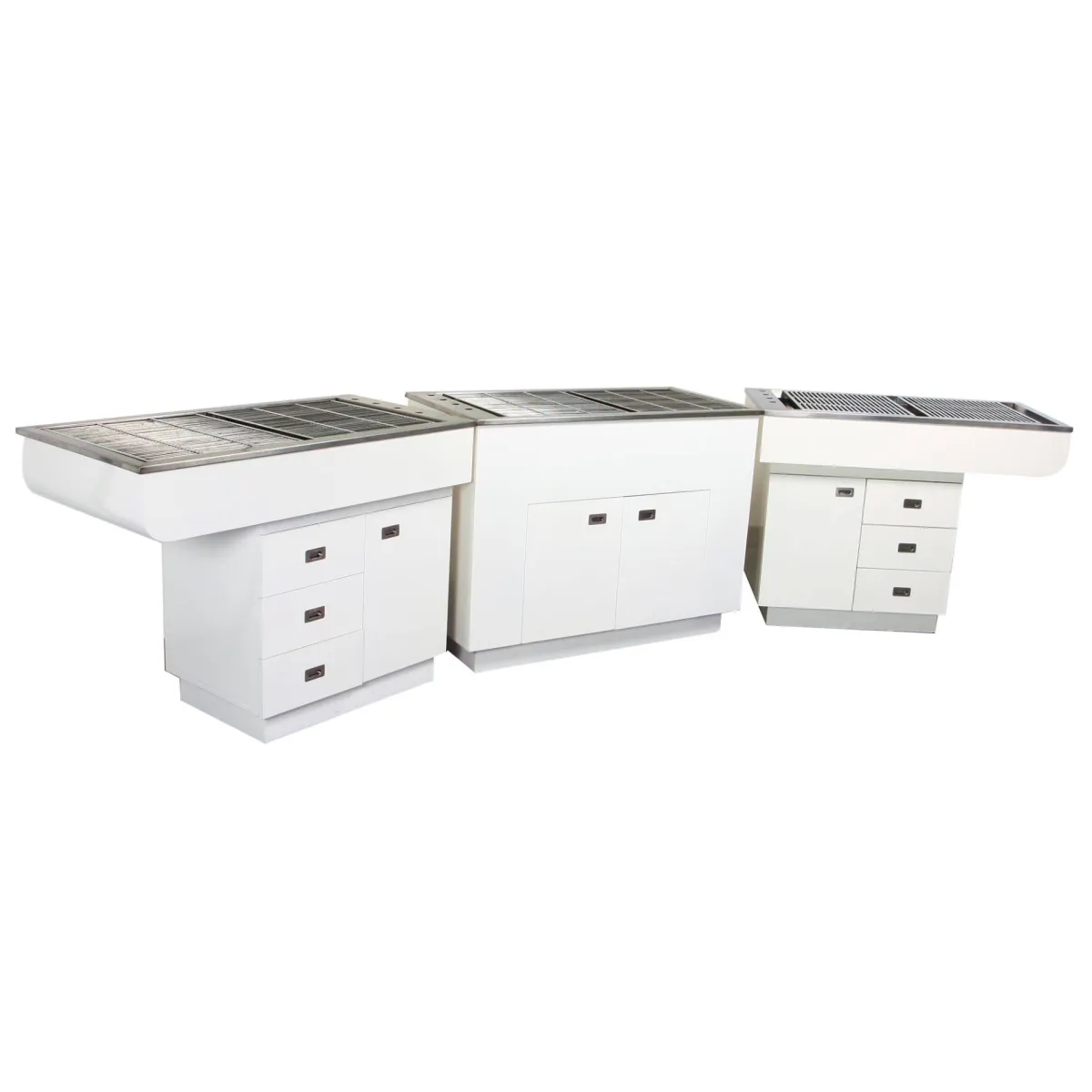 Dental Preparation Table with Stainless Steel Tub and Painted Cabinets