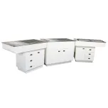 Dental Preparation Table with Stainless Steel Tub and Painted Cabinets