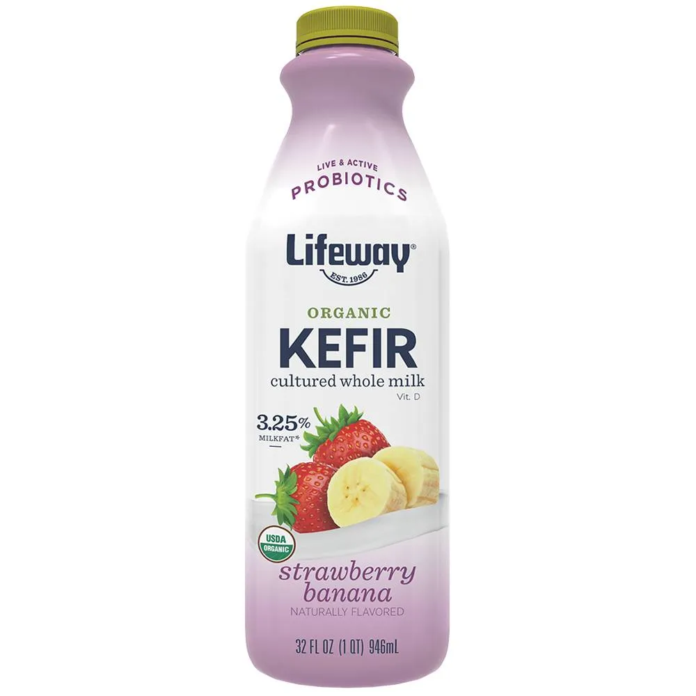 Lifeway Organic Whole Milk Strawberry Banana Kefir