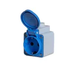 Power Contactdoos geaard opbouw grijs/blauw