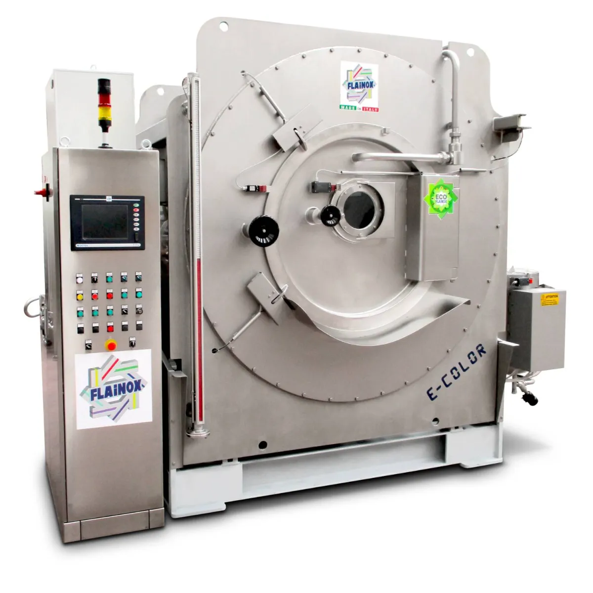 Open-pocket rotary machine for dyeing, washing and centrifuging of garments, hosiery and seamless mod. E-COLOR