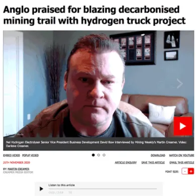 Anglo Praised for Blazing Decarbonised Mining trail with Hydrogen Truck Project