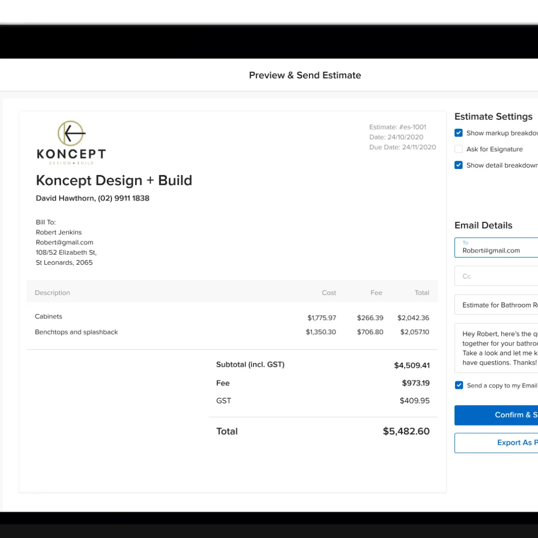 Houzz Pro Professionally Branded Documents
