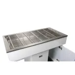 Dental Preparation Table with Stainless Steel Tub and Painted Cabinets