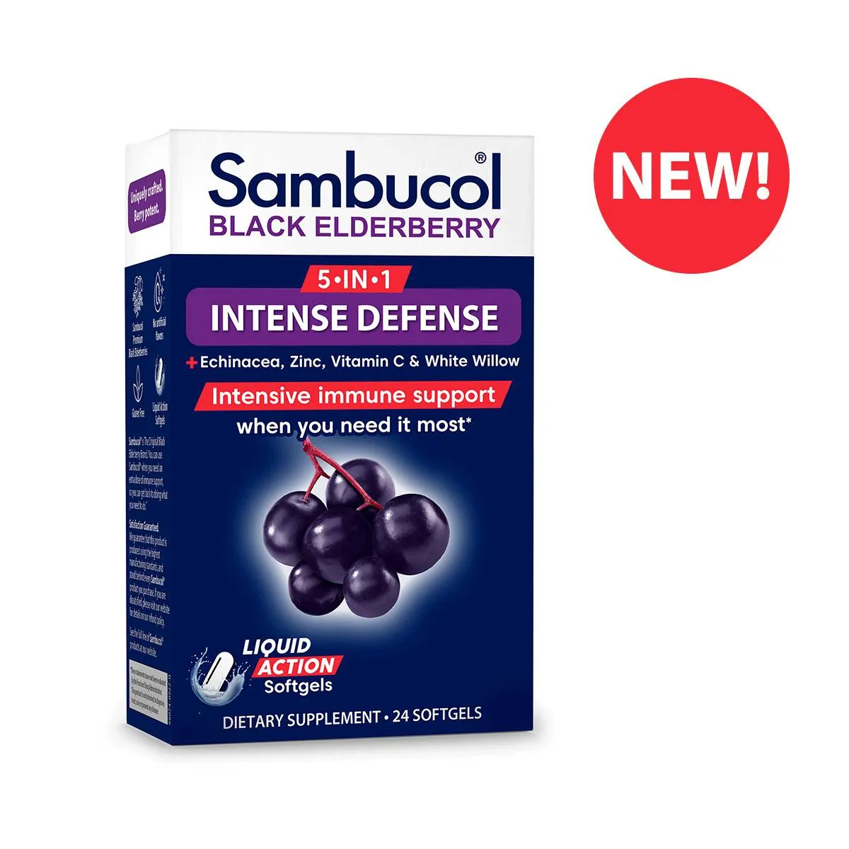 Sambucol Black Elderberry 5-in-1 Intense Defense Liquid Action Softgels