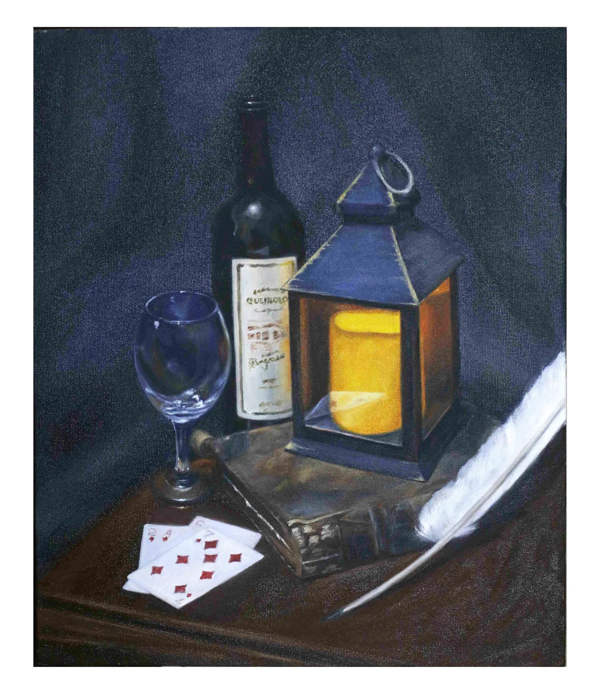 Still life – Cards and wine