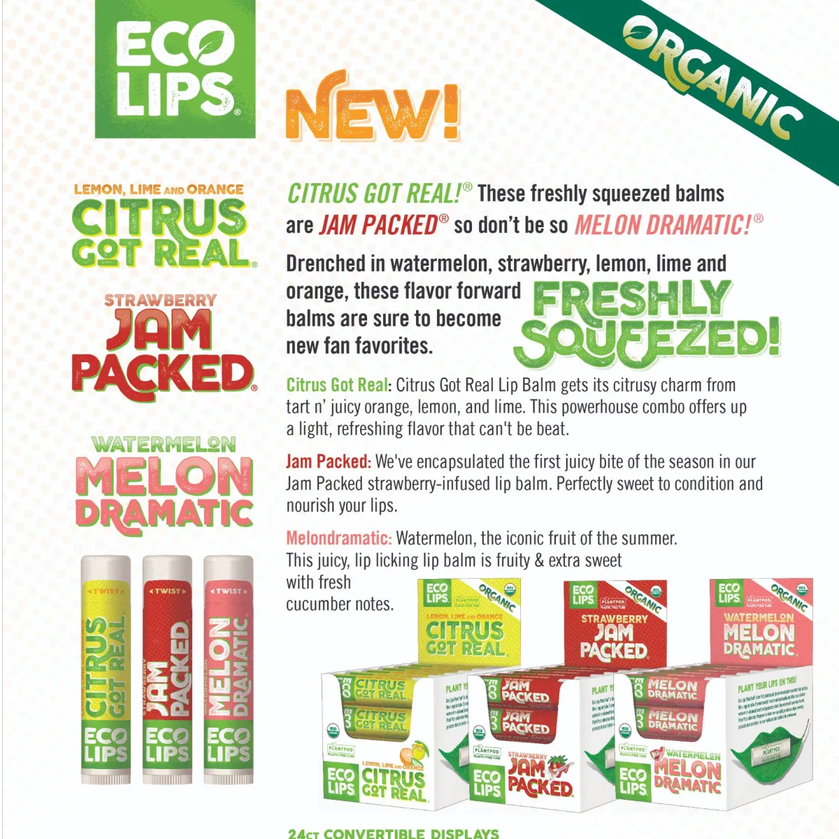 Eco Lips Freshly Squeezed Fruit Lip Balms