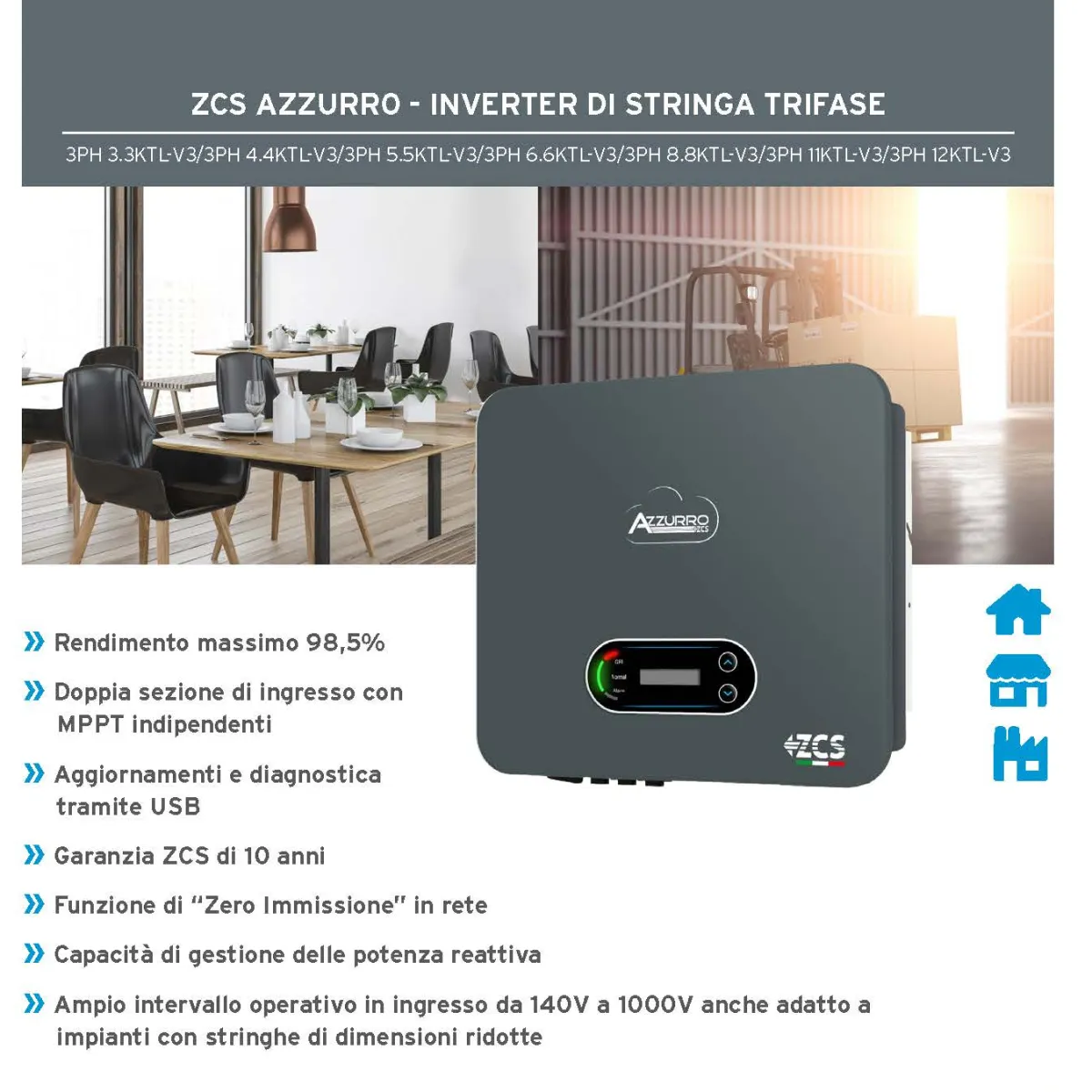 ZCS AZZURRO INVERTER DI STRINGA TRIFASE