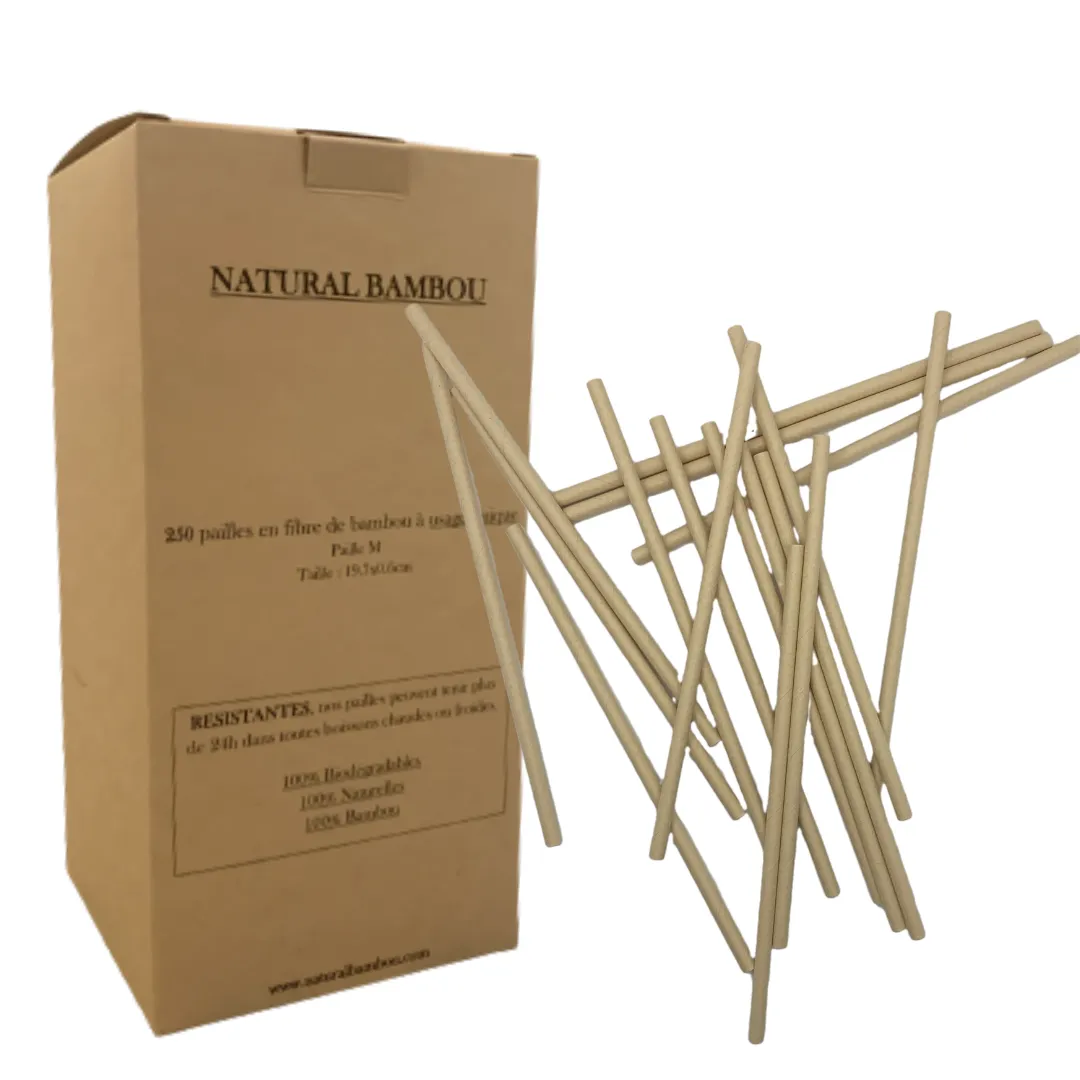 Pailles en fibre de bambou - Jetables - Résistantes 24h