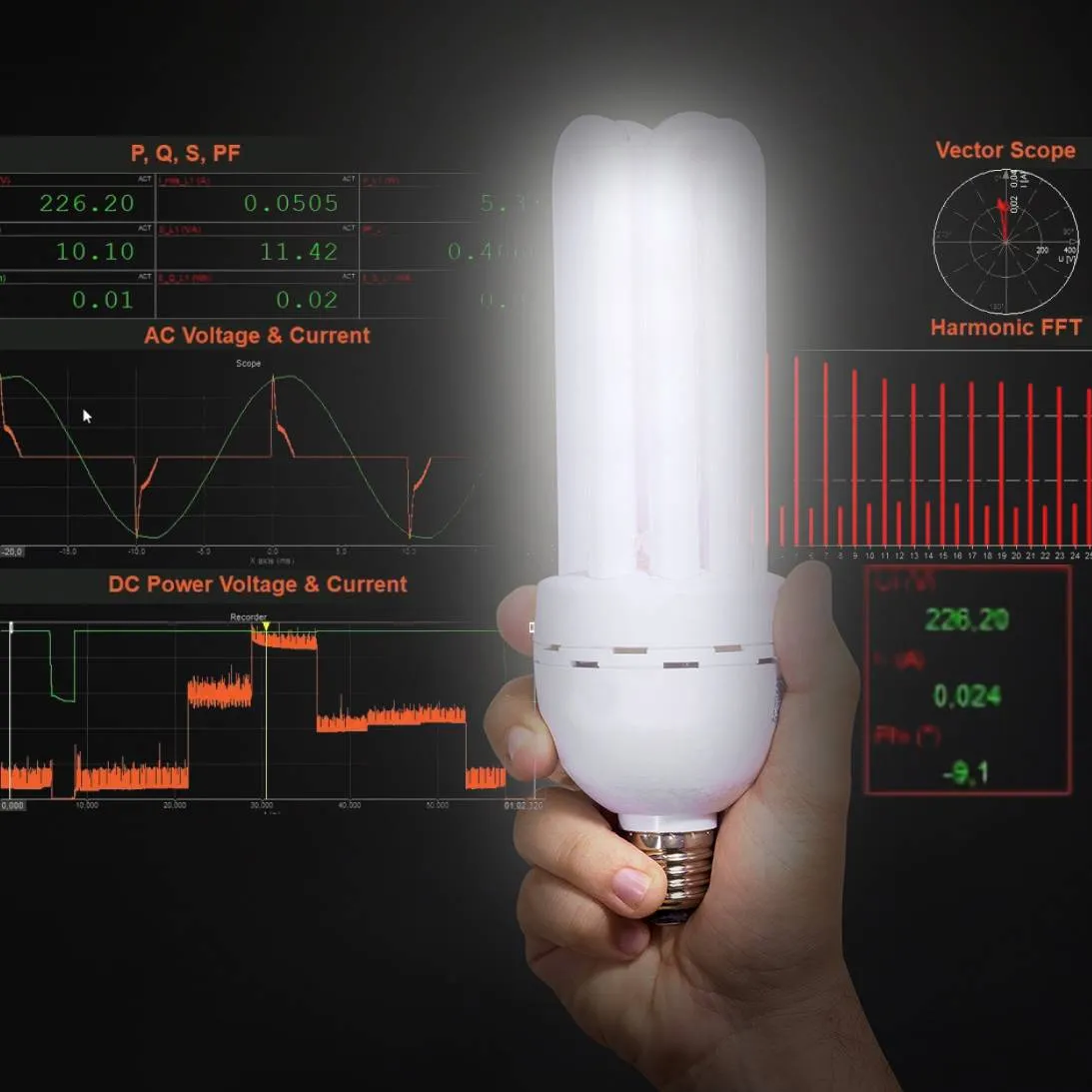 Efficiency and Power Quality Analysis of standard LEDs