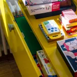 Craig Ford's vinyl and book storage in his modernist home.