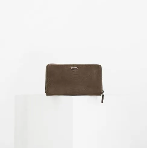 Cowhide leather wallet with reptile effect for women