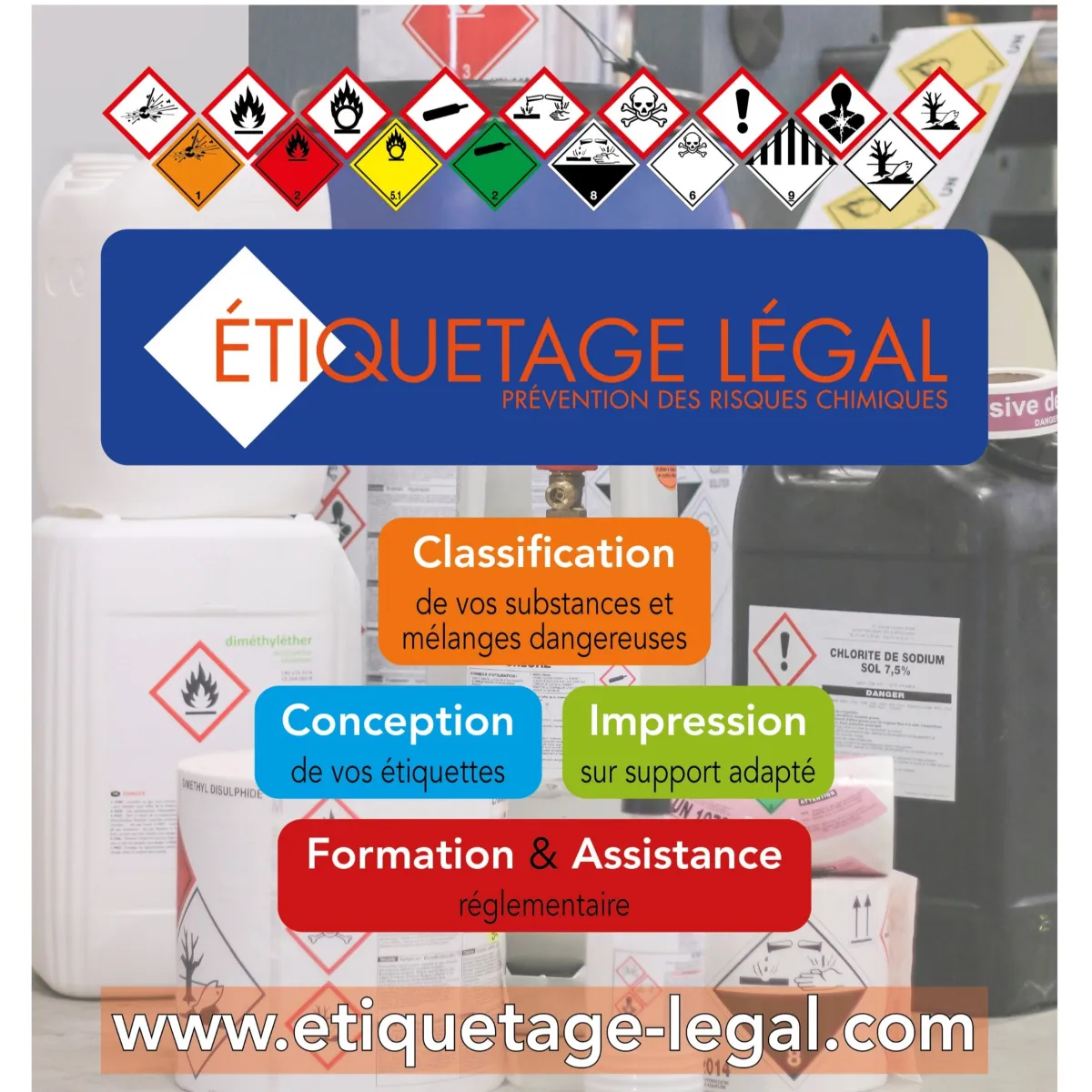 Etiquettes pour contenants de produits chimiques dangereux