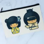 Yellow Kokeshi Doll Cosmetic Bag