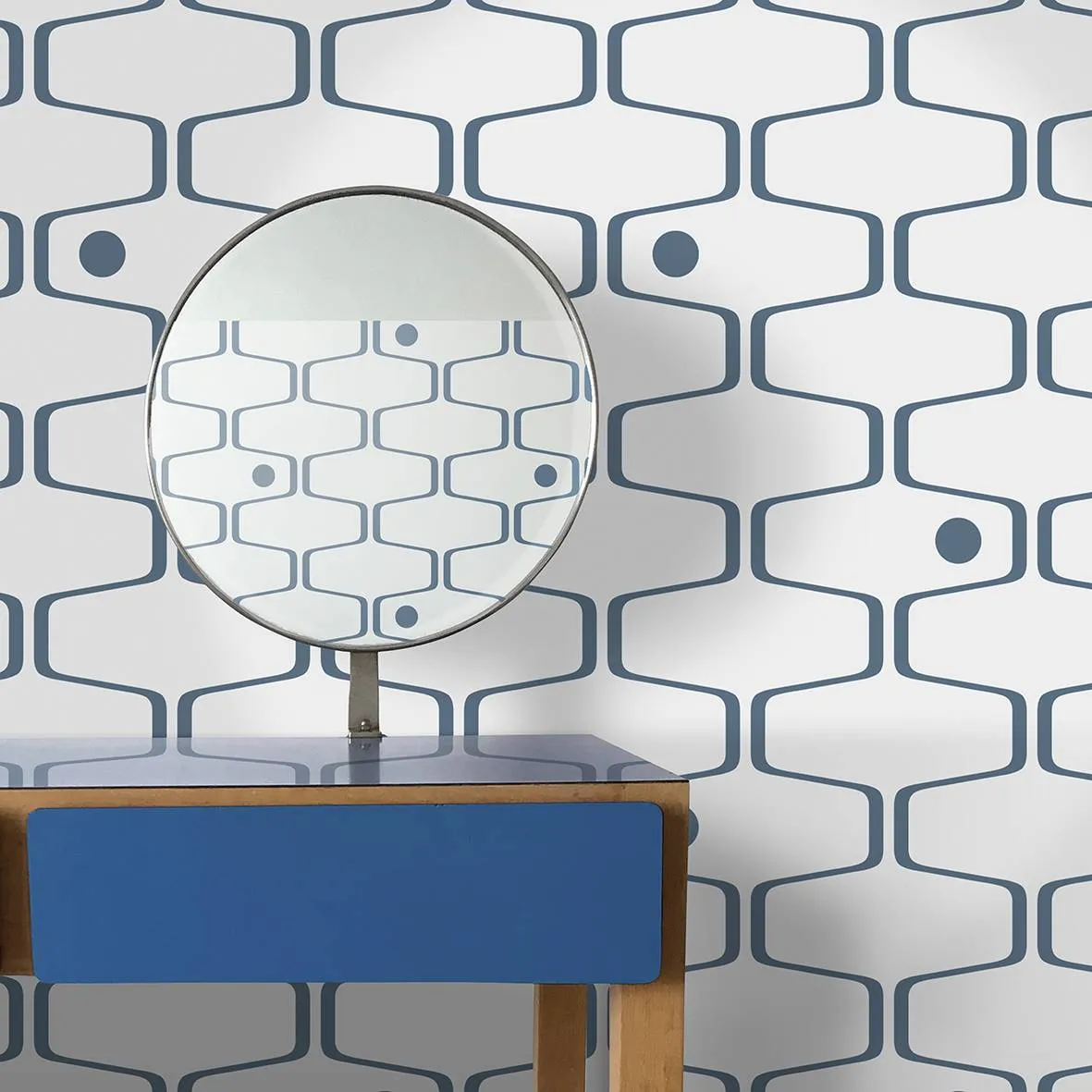 Net & Ball Wallpaper - Washed Denim