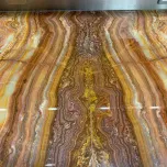 Red onyx worktop for Michelin-starred restaurant Pétrus