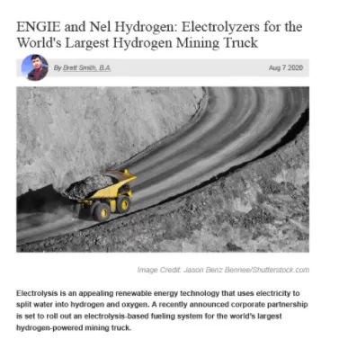 ENGIE and Nel Hydrogen: Electrolyzers for the World’s Largest Hydrogen Mining Truck