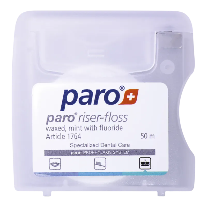 paro® riser floss, waxed, fluoridated, mint