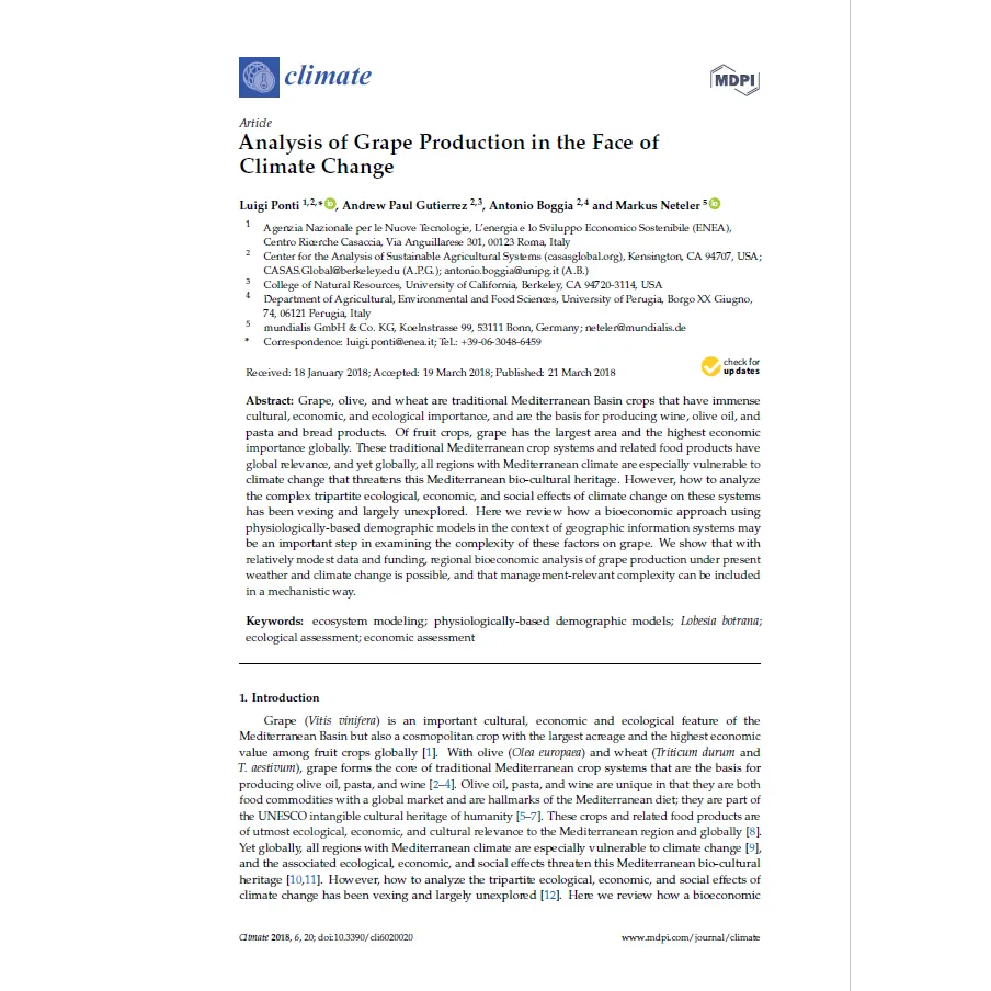 Paper - Application of CASAS PBDM models to the grape system