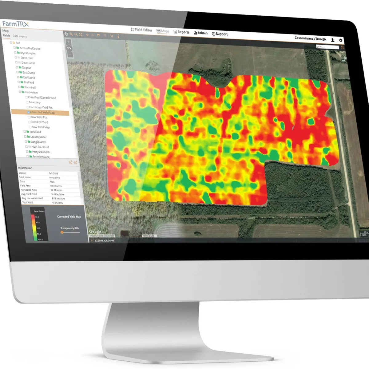 FarmTRX Automatic Yield Maps