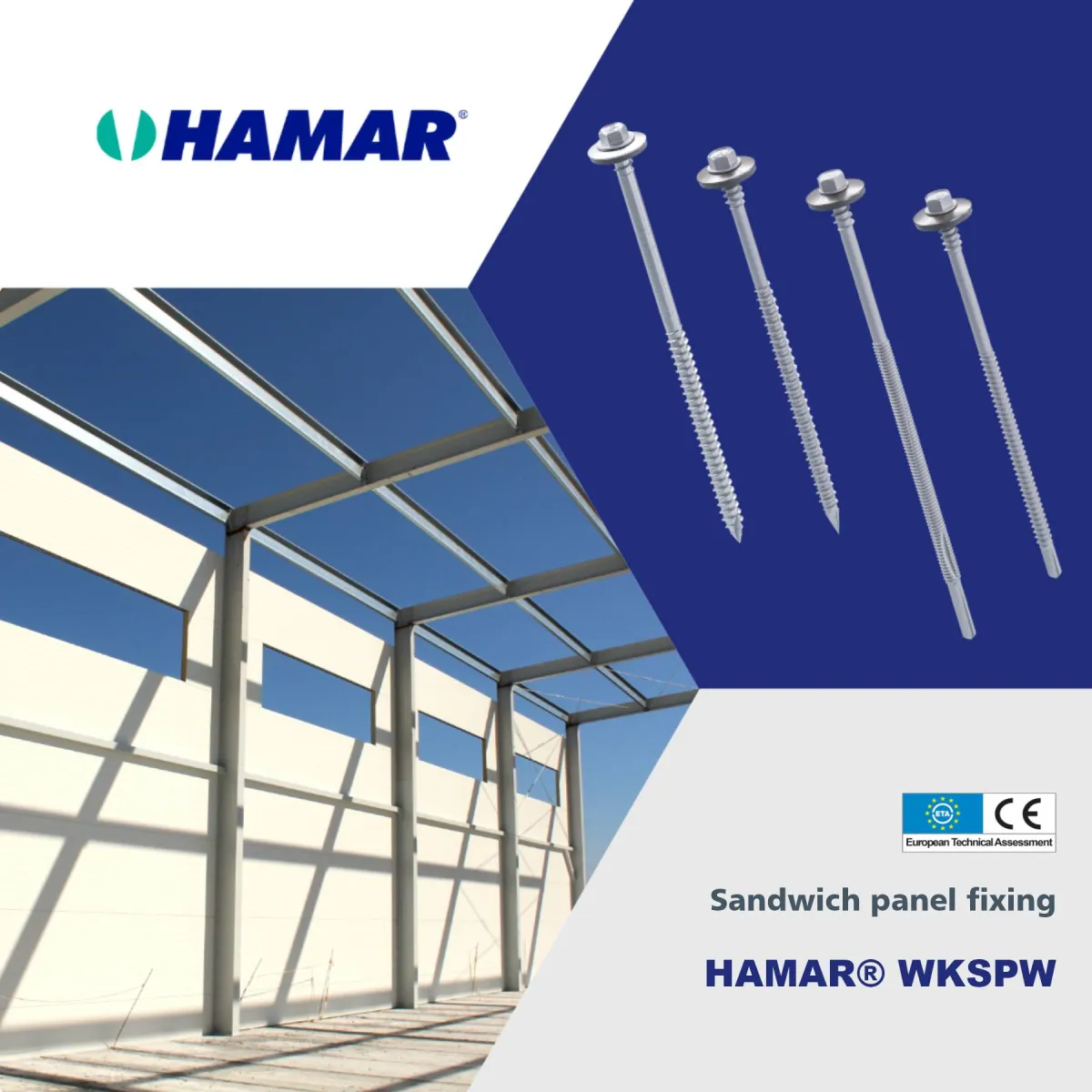 HAMAR® WKSPW Self-drilling screws for fixing sandwich panels onto various substrates
