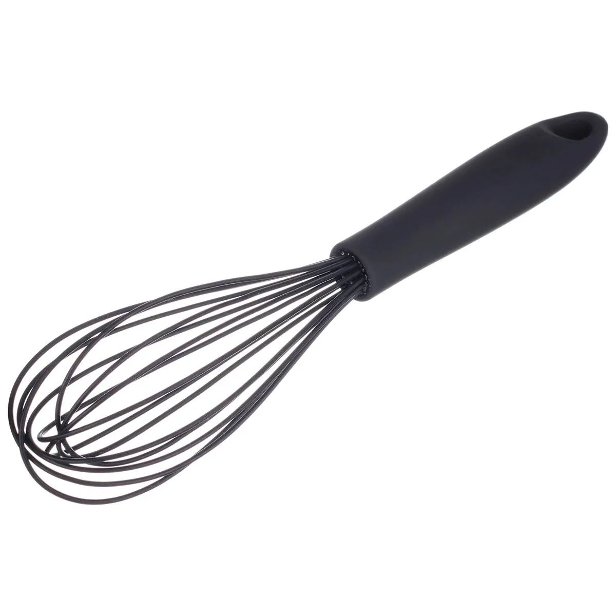 Batedor Manual Fio Silicone C/ Cabo Em Pp Preto 30cm