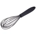 Batedor Manual Fio Silicone C/ Cabo Em Pp Preto 30cm