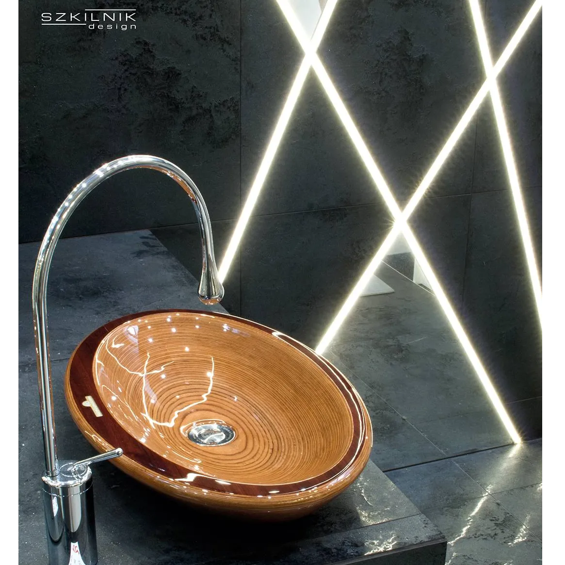 Szkilnik Design Luxury wooden washbasin model Lagoon