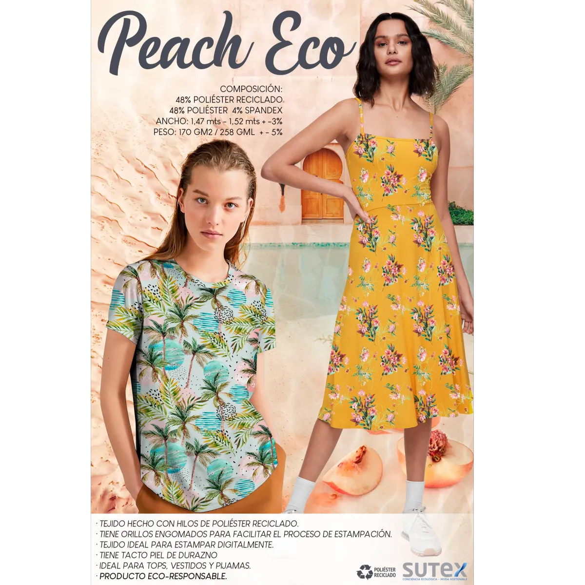 Telas para tops, vestidos y pijamas - PEACH ECO
