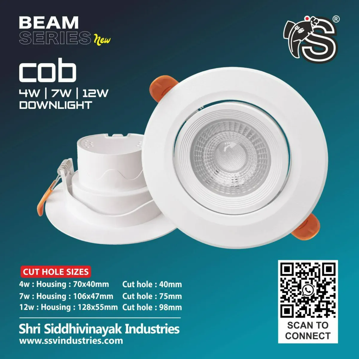COB LED Downlite Plastic Housings