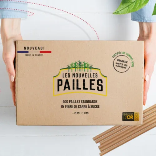 Paille standard en fibre de canne à sucre Made in France - 21cms x 6mm de diamètre