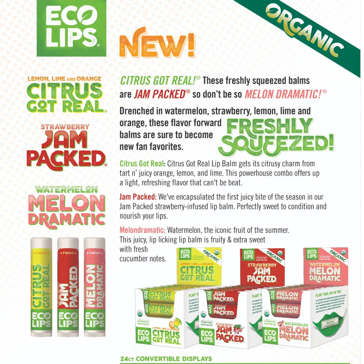 Eco Lips Freshly Squeezed Fruit Lip Balms