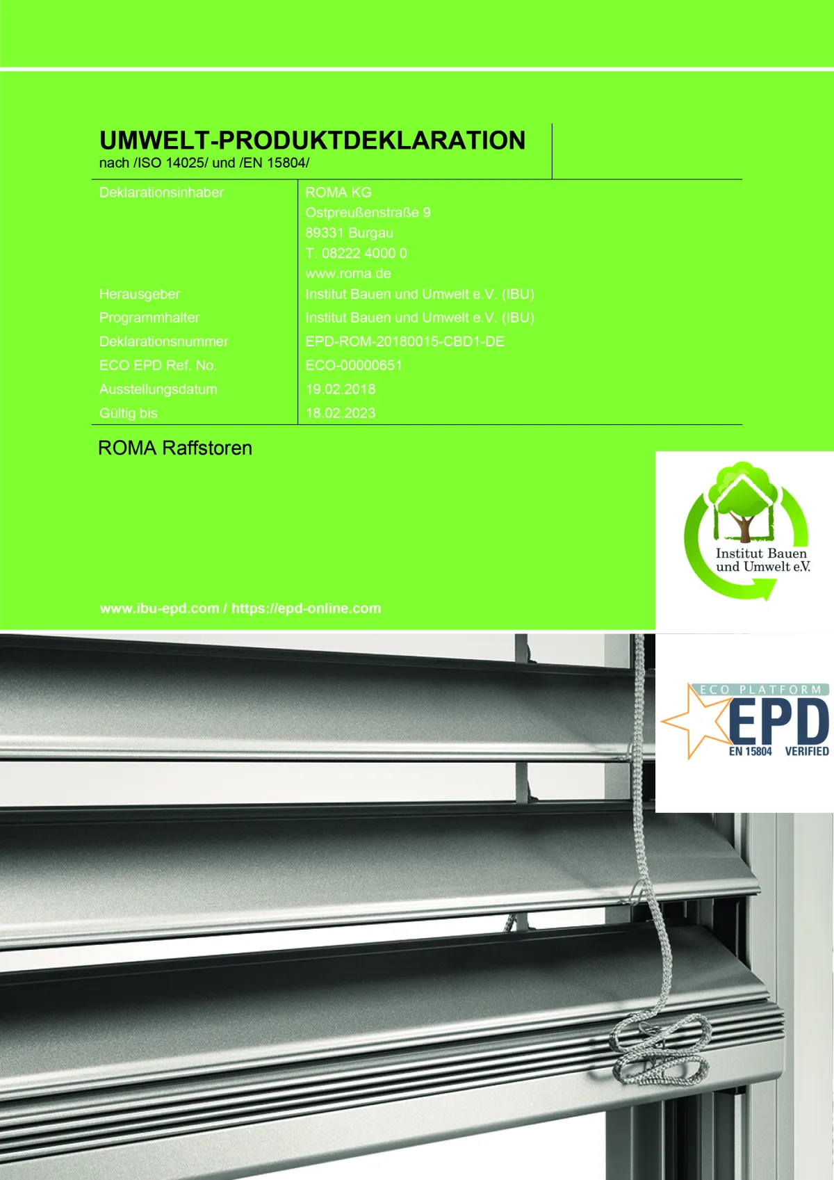 Environmental Product Declaration (EPD)